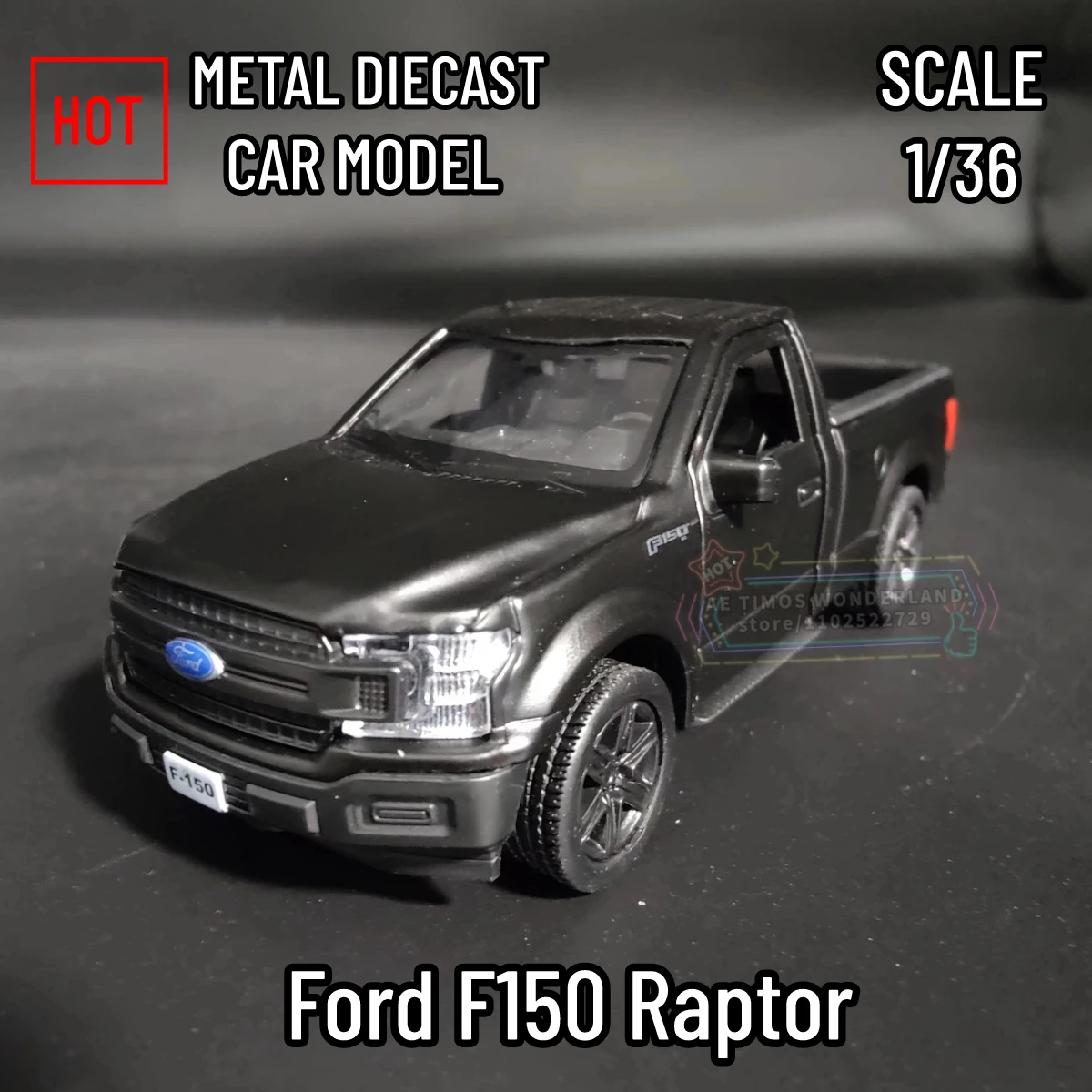 1:36 Ford F150 Raptor Pickup Car Model Scale Metal Diecast Replica Home Office Miniature Art Vehicle Decoration Kid Boy Toy