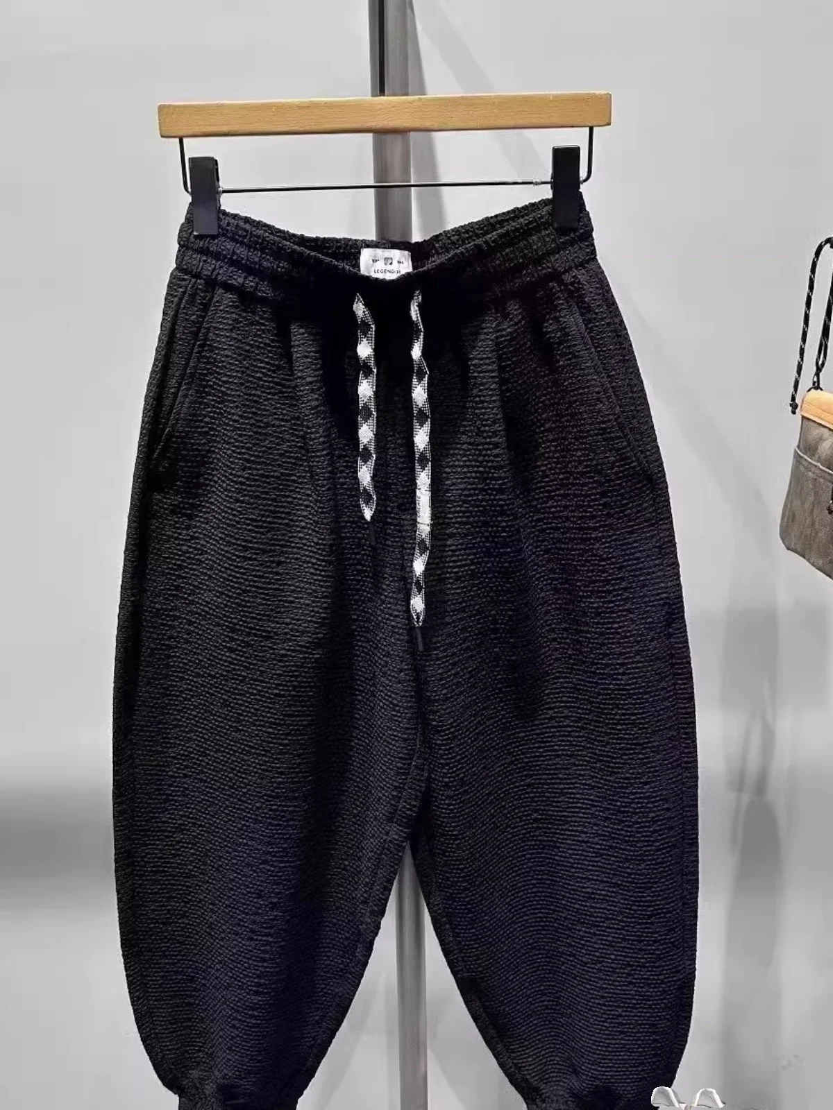 

Spring Summer New plus Size Wide Leg Casual Harem Pants Men Women Trendy Pleated Loose Cuffed Nine Point Pants Casual Trousers