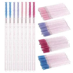 50 Pcs Eyelash Makeup Brush Diamond Handle Crystal Mascara Wands Eyelash Extension Tool Supplies Lash Brushes