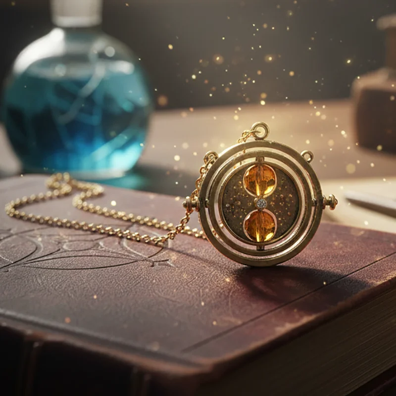 

Classic Time Necklace with 360 Rotatable Timer Hourglass Cosplay Astronomical Time Converter Magic School Fans Gift