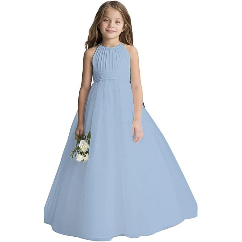 Roupas de casamento longas de tule feminino, vestido de princesa sem mangas, roupas elegantes simples, multicoloridas para piano e performance, novas