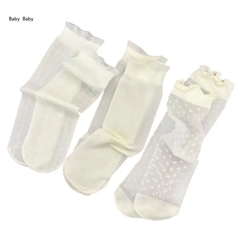 

Ruffle Lace Trimmed Socks Toddlers Girl Ice Silk Socks AntiSkid Soft Ankle Socks Q81A