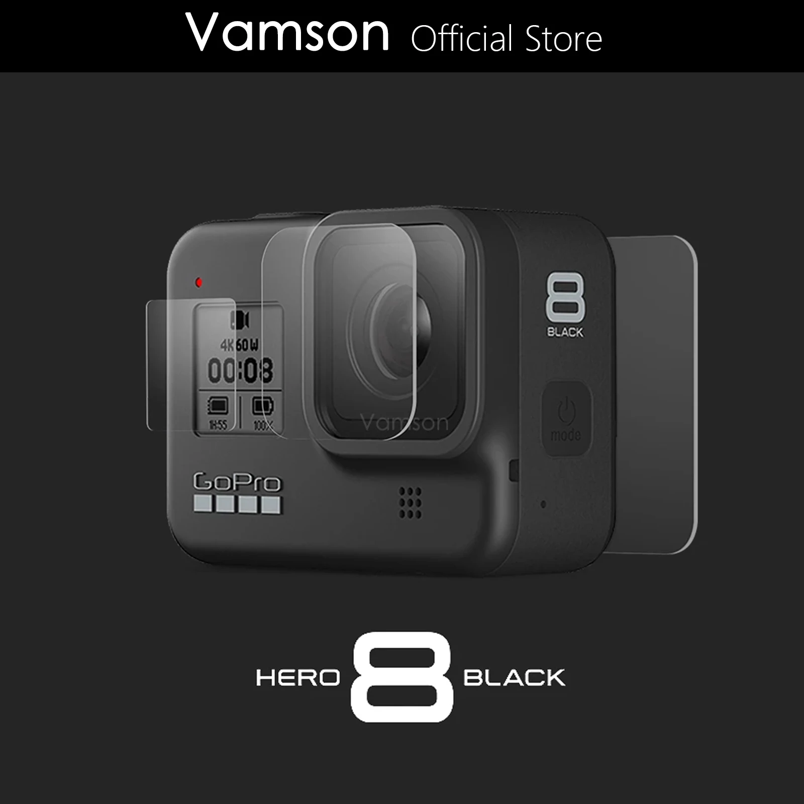 Vamson for Gopro Hero 8 Black Tempered Glass Screen Protector Action Camera Lens Screen Film 9Pcs for Go pro 8 Camera VP720