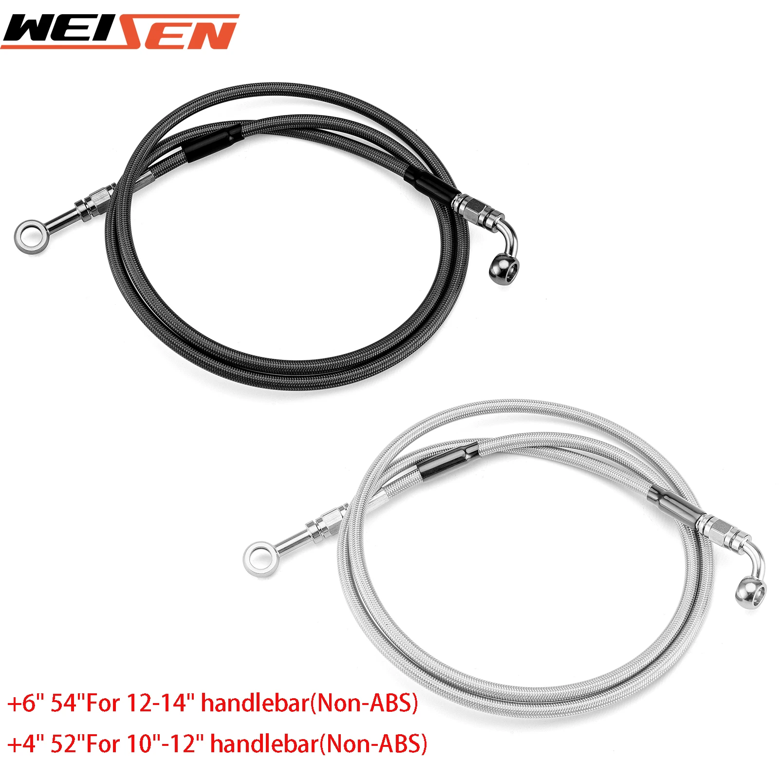 

Motorcycle +6" 54" Extended Length Stainless Steel Non-ABS Hydraulic Front Brake Line Kit for Dyna 12-14" Handlebar Accessories