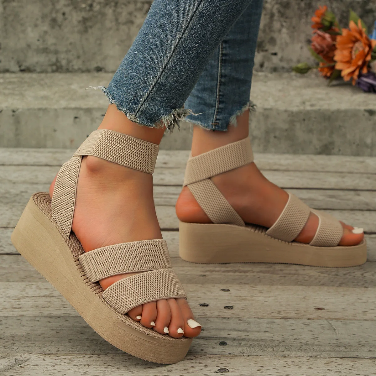 2025 جديد الصيف أسافين الصنادل للنساء أحذية منصة الترفيه لينة إيفا وحيد خفيفة الوزن الإناث اليومية الشارع المشي Sandalias #5