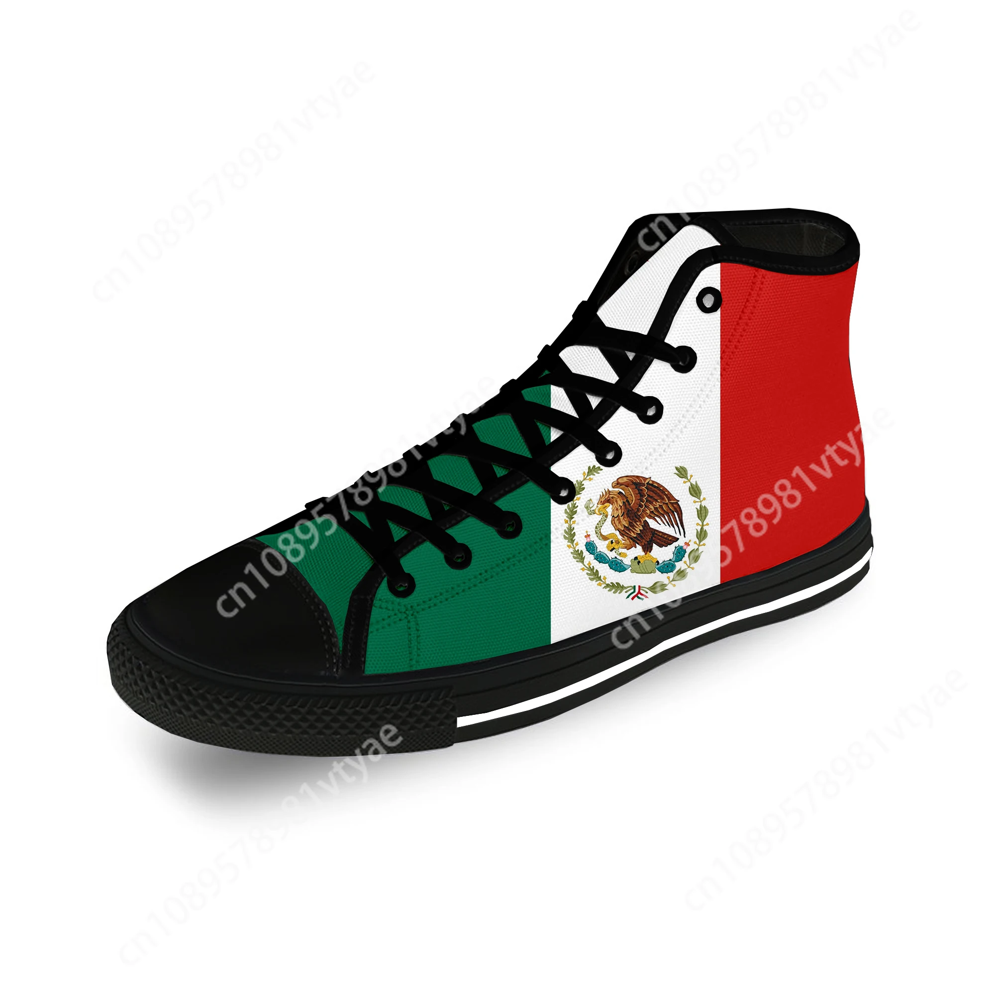 Mexico Mexican Flag Patriotic Cool Casual Cloth Fashion 3D Print High Top Canvas Shoes Men Women Lightweight Breathable Sneakers