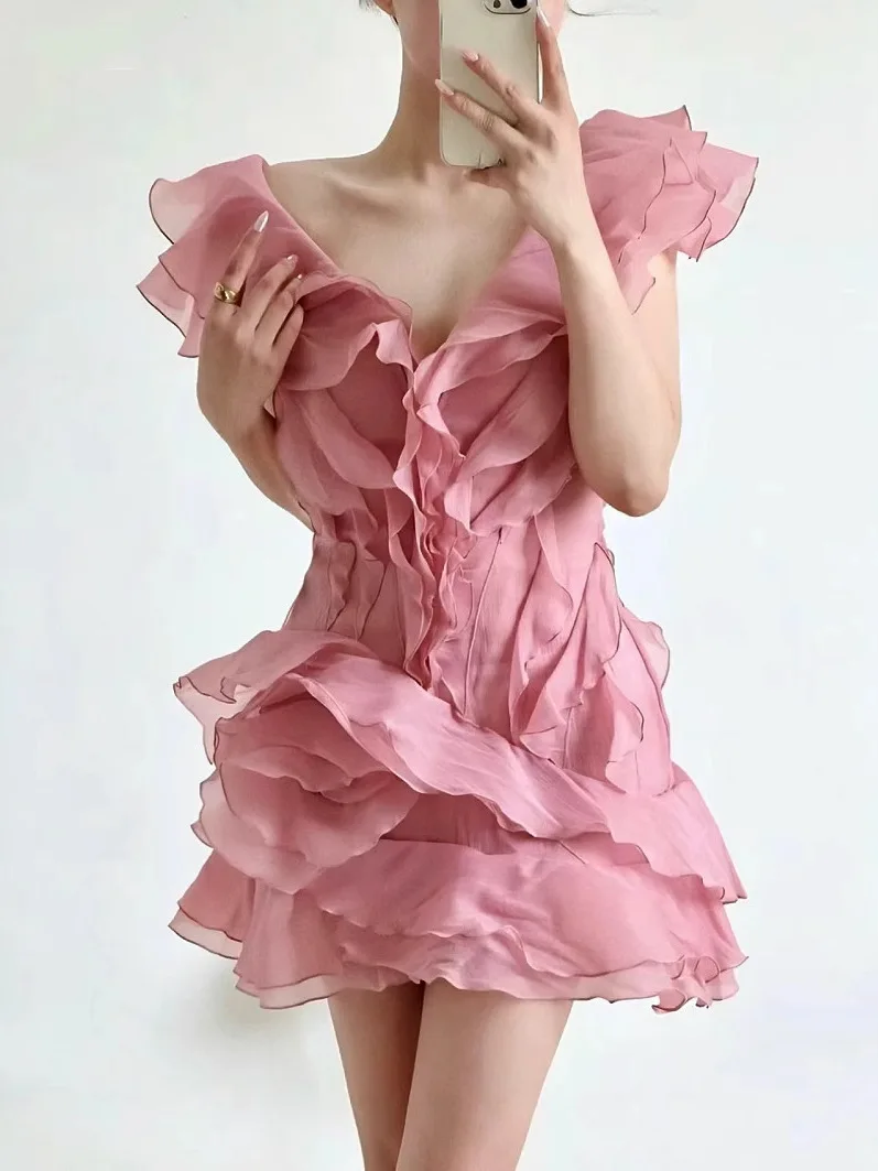 

Сексуальное платье «Чистое желание» нового дизайна с V-образным вырезом на плечах, украшенное кружевом, с юбкой А-силуэта для молодых женщин