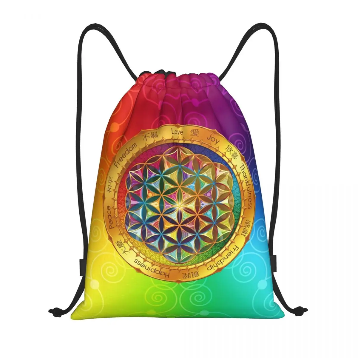 

Custom The Flower Of Life Drawstring Backpack Bags Lightweight Sacred Geometry Mandala Gym Sports Sackpack Sacks for Traveling