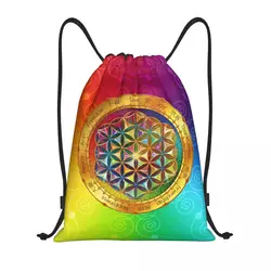 Custom The Flower Of Life Drawstring Backpack Bags Lightweight Sacred Geometry Mandala Gym Sports Sackpack Sacks for Traveling