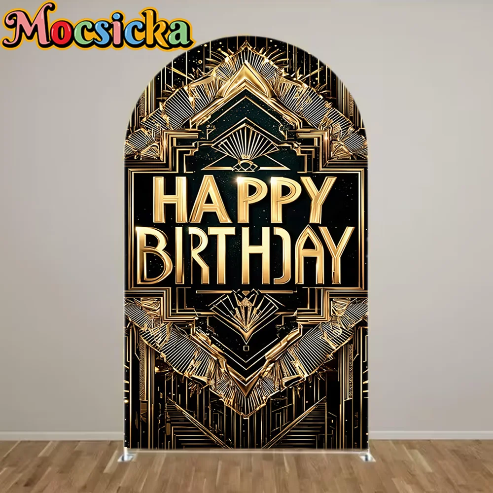 

Mocsicka 2-Sided Arch Cover The Great Gastby Decoration Backdrop Baby Shower Arch Wall Kid Birthday Party Photo Banner Props