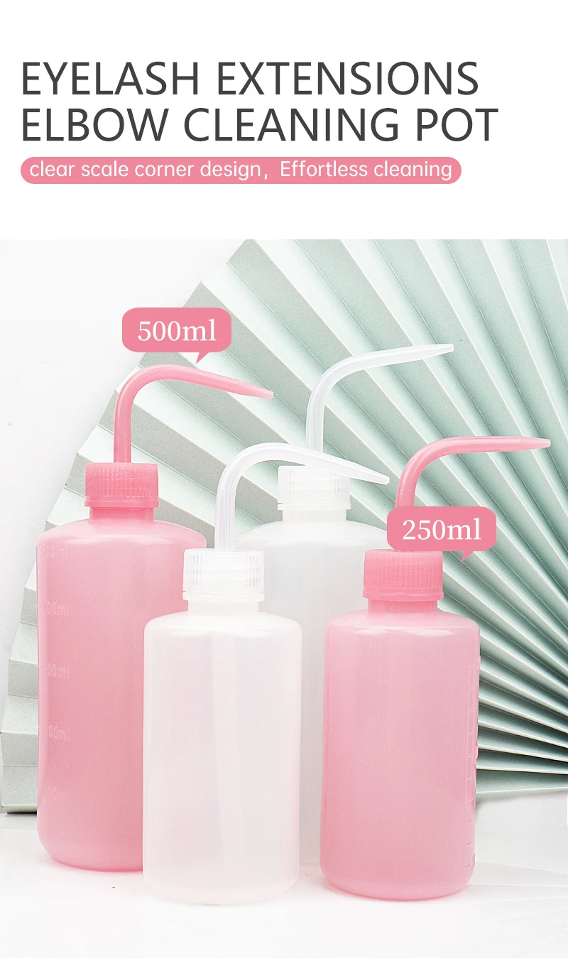 250/500 ml Wimpernverlängerung Saubere Waschflasche Klare Kunststoff Schlagwaschflasche Tattoo Wash Squeezy Labor Messflasche – Detail 1