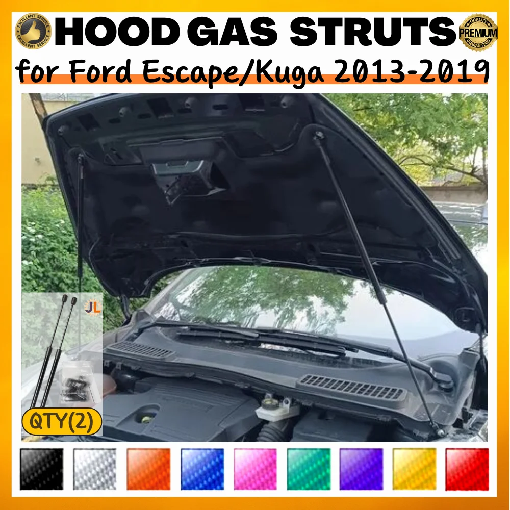 

Qty(2) Стойки капота для Ford Escape для Ford Kuga 2013-2019, передний капот, модифицированные газовые пружины, амортизаторы, подъемные опоры, демпферы