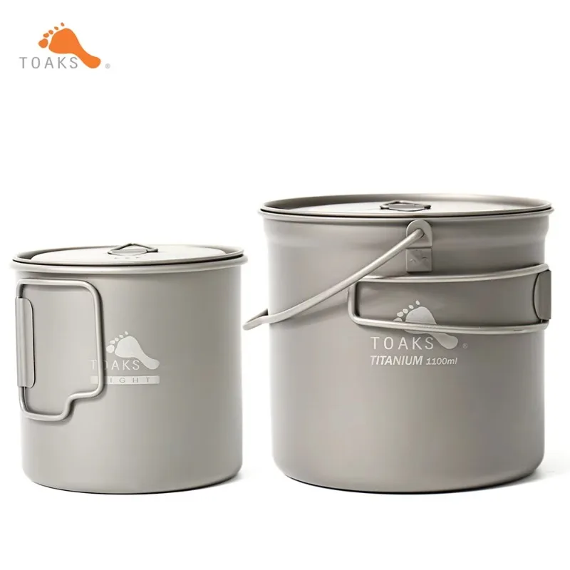 

TOAKS Titanium Combo Set 1100ml with Bail Handle Pot and 650ml Cup Ultralight Titanium Cookware Outdoor Camping Equipment