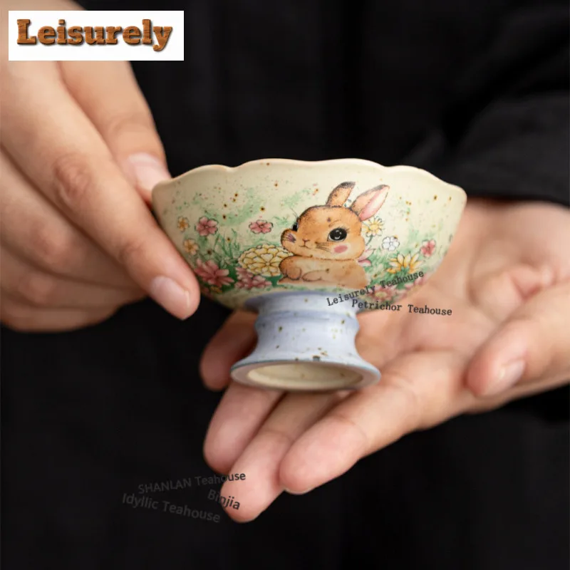 

50 мл карамельная глазурь, цветочная чашка, высокая фута, ретро чайная чаша, кружка, чайная чашка, чашка для медитации, чашки Jianzhan Master, посуда