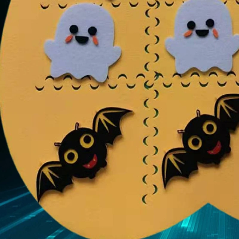 Hallowen Tic-Tac-Toe Felt Puzzle Board Game for Kids Cartoom Ghost Bat Pumpkin Mat Chess Pad Parent-Child Interaction Toys B03E