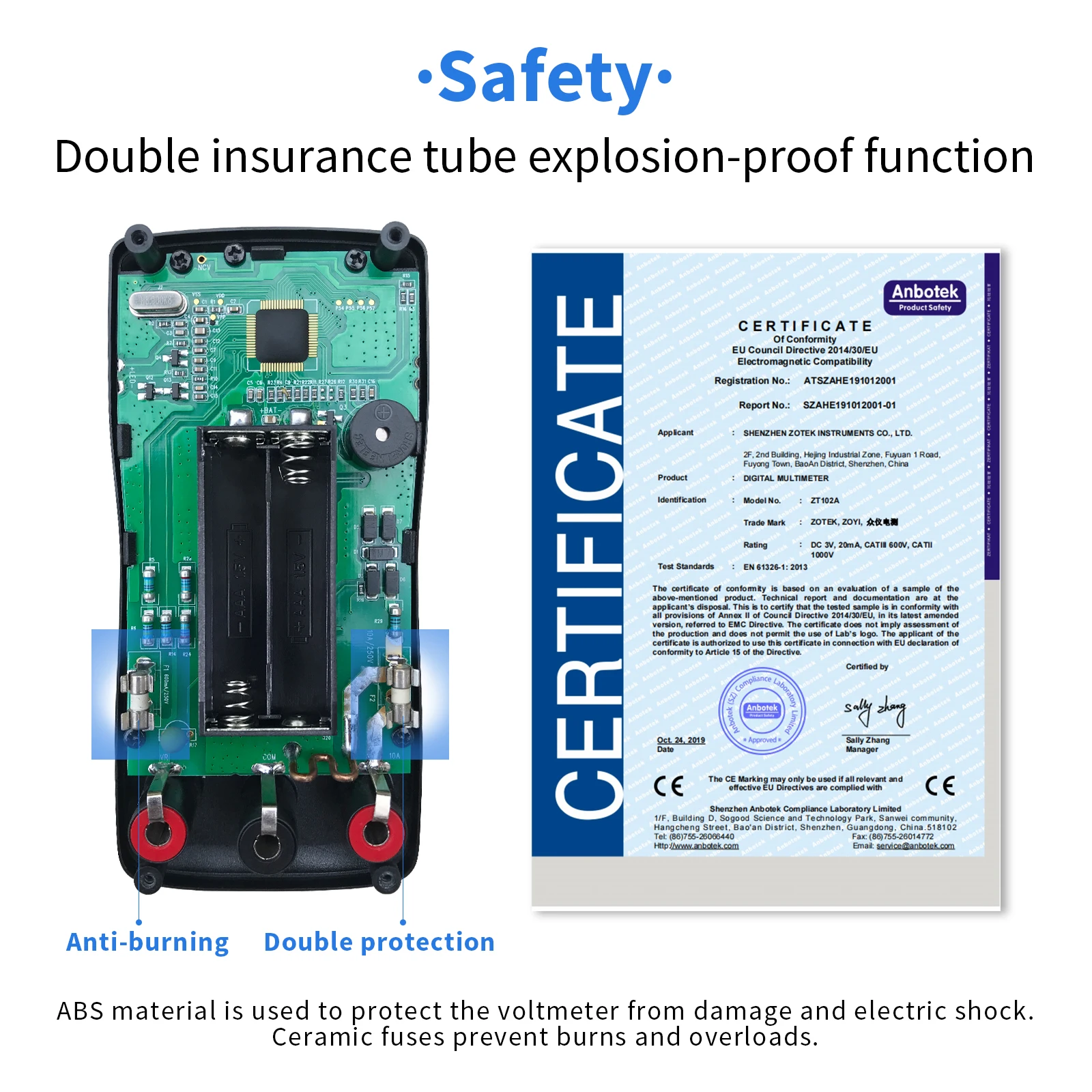 ZOTEK&ZOYI ZT-102A Digital multimeter auto ranging Multimeter Smart+Automatic Range 6000 Counts multimeter diode