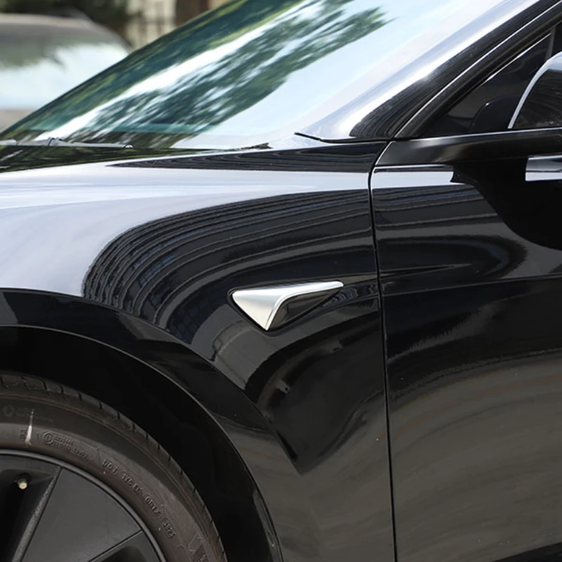 

Suetlcoity For Tesla Model 3 Tesla Model Y 23-25 ABS Silver Automotive Leaf Panel Turn Signal Decorative Cover Car Accessories