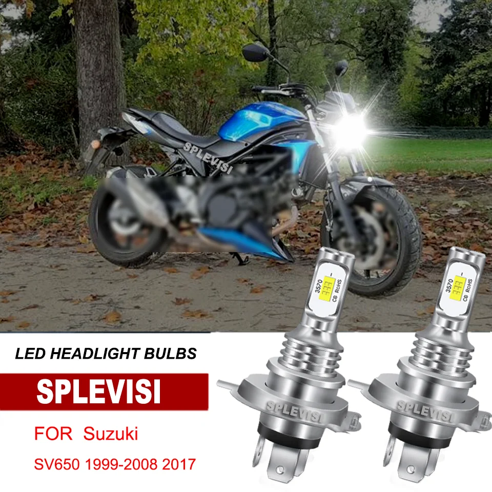 

2pcs H4 LED Headlight Hi/Low Beam Bulbs Replace Halogen For Suzuki SV650 1999-2008 2017 BURGMAN AN400 2008-2015