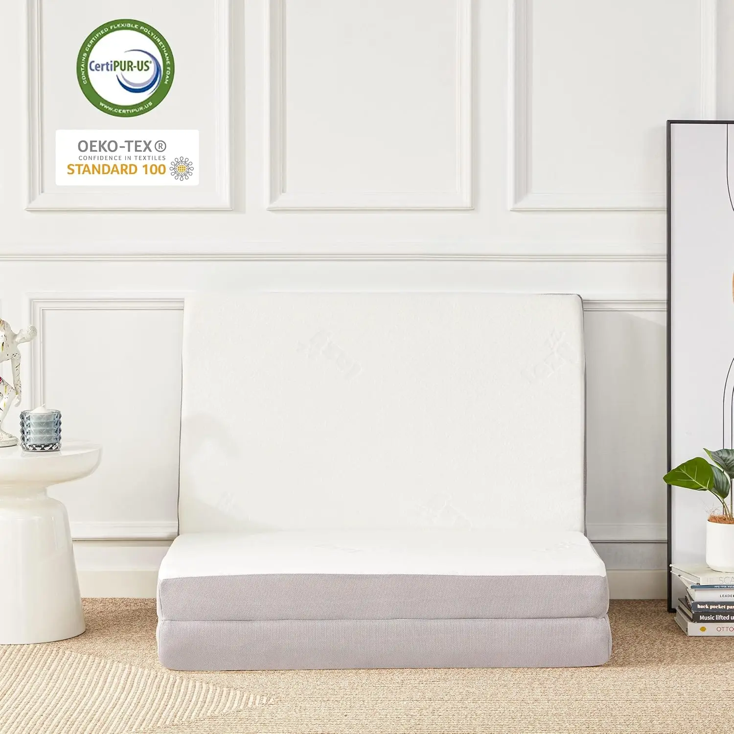 Foldable Mattress, 3 Inch Memory Foam Trifold Mattress with Breathable & Washable Bamboo Fiber Fabric Cover, Folding Floor Mattr