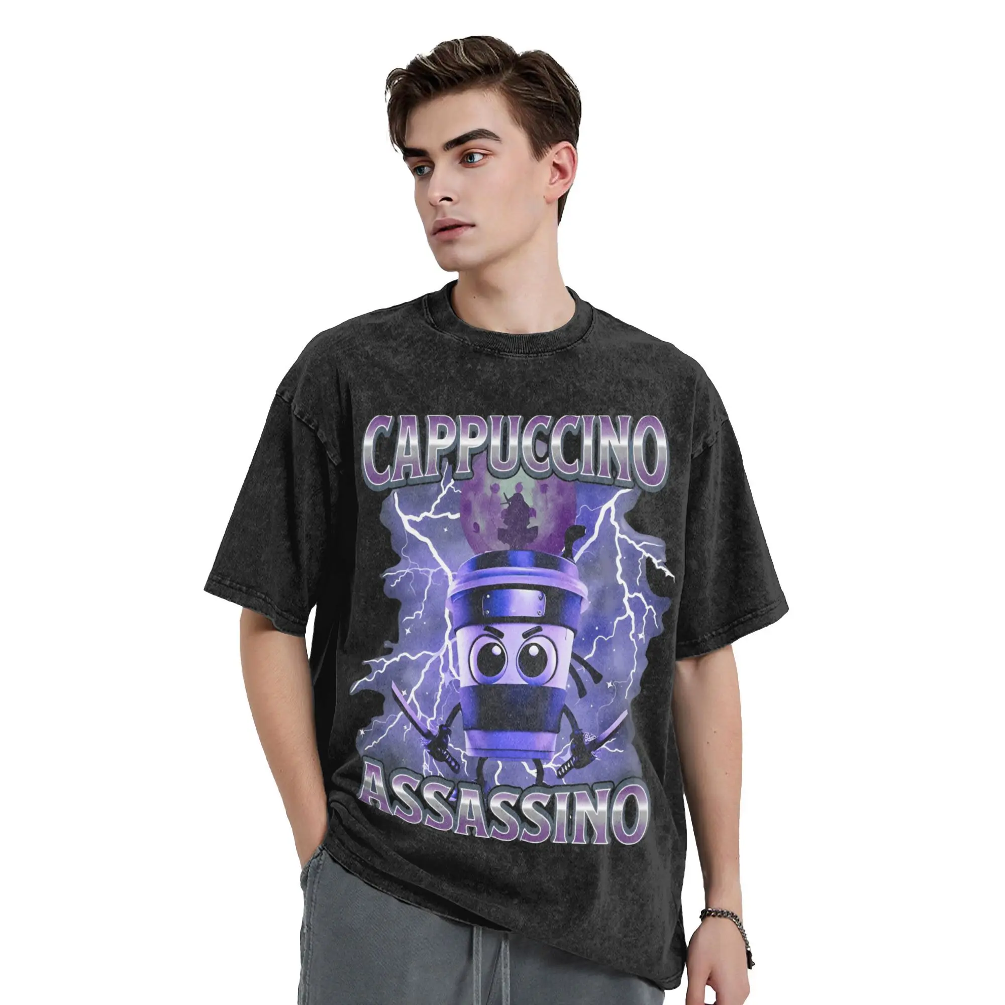 

Men's Cappuccino Assassino T-Shirts Italian Brainrot Meme Top Summer Y2K Casual Short Sleeve T Shirt O-Neck T Shirt Hot Sale
