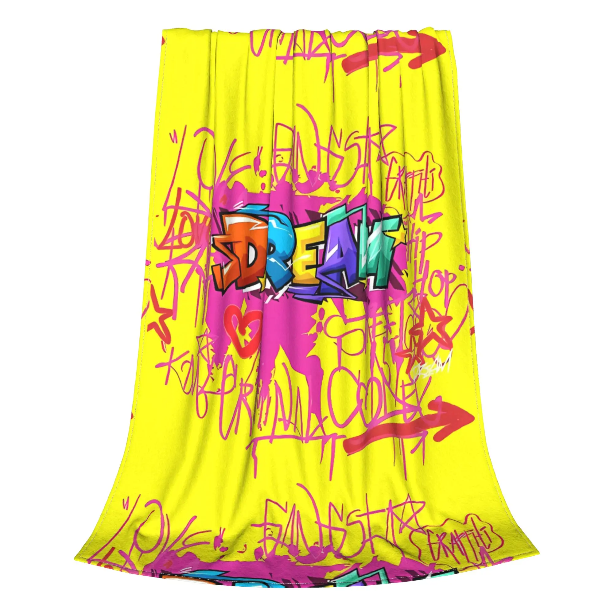 1PC Home Cute Room Decor Dream Style  90S Street Blanket Throw Blanket Graffiti Novelty Warm Blanket All Season