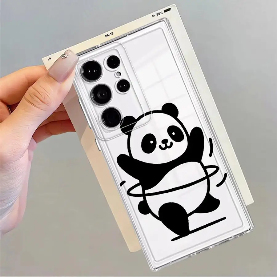 Capa de telefone macia para samsung galaxy s21 s20 plus s23 ultra s24 nota 20 ultra 10 s25 borda s22 fe bonito dos desenhos animados panda