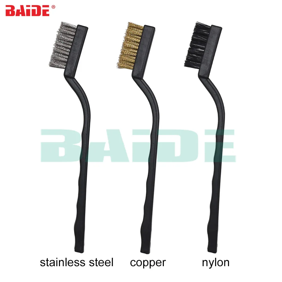 

170mm Stainless Steel Wire Brush Nylon Copper Wire Brushes Clean Derusting Tool Industrial Toothbrush for Rust Removal Cleaning