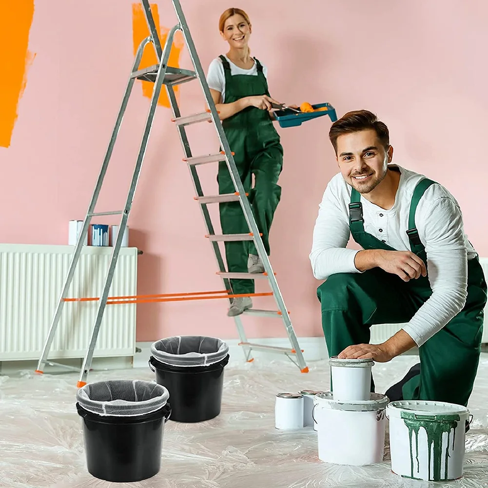 25 Pcs 5 Gallon Elastic Top Paint Strainer Bags White Fine Mesh Bag Paint Filter Bag for Hydroponics Painting Gardening