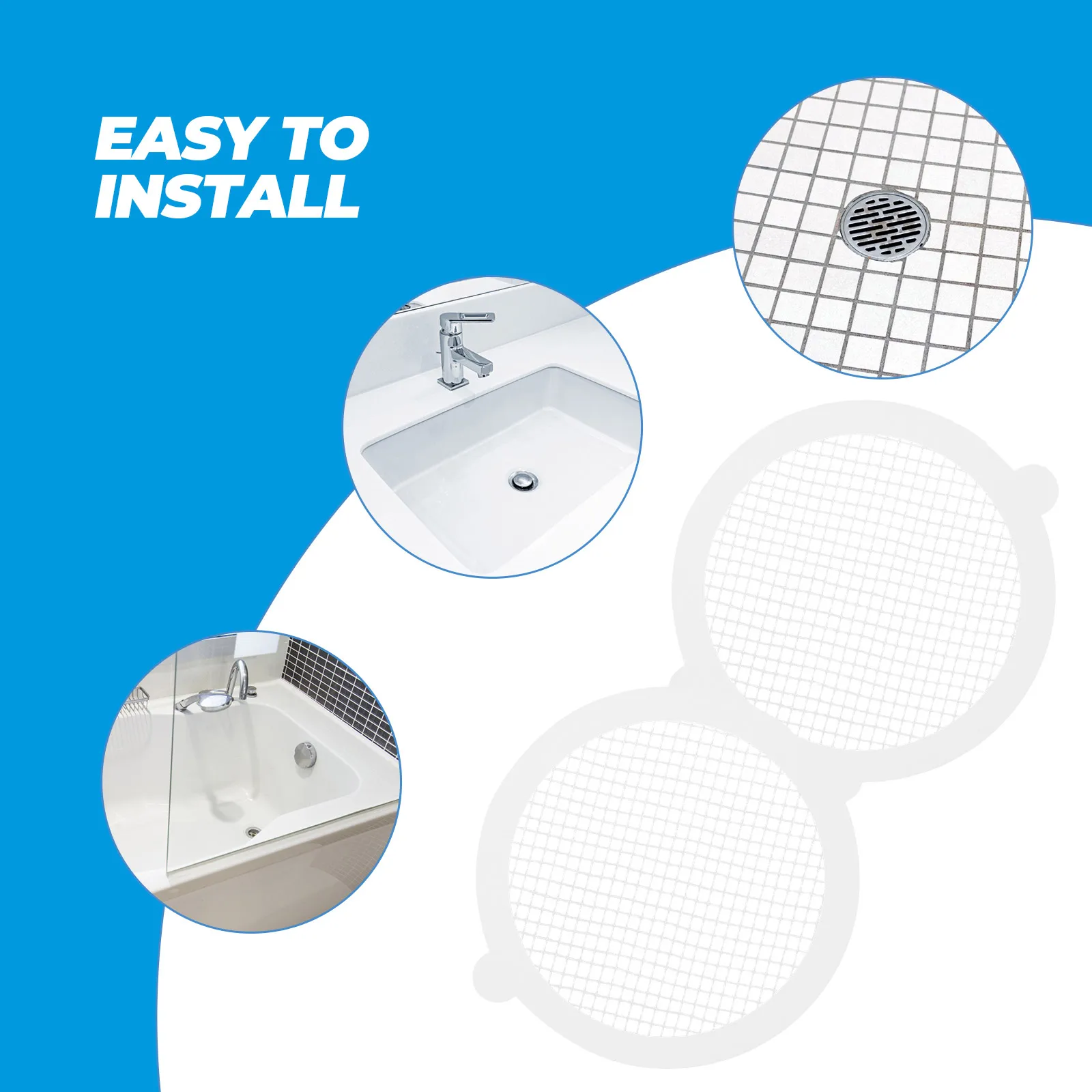 

30 Pcs Floor Drain Stickers Hair Catcher Kitchen Sink Sewer Filter Glassfiber Bathroom Anti Block Smooth Surface Adhesion Easy