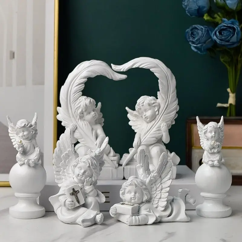 

European Retro Cute Flower Fairy Angel Resin Decoration Bedroom Study Room Figurines Crafts Home Livingroom Sculpure Ornaments