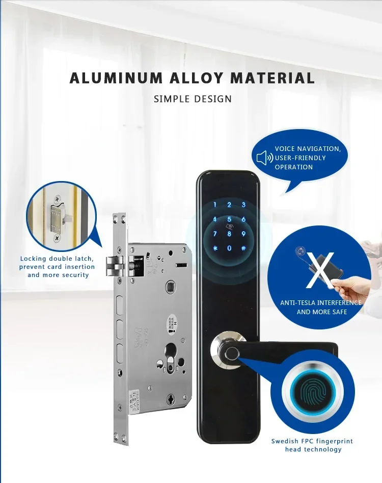 Orbita Security TT LOCK keyless Tuya แอป WiFi RFID ดิจิตอลรหัสรหัสผ่านสมาร์ทโฮมที่ล็อคประตูลายนิ้วมือ