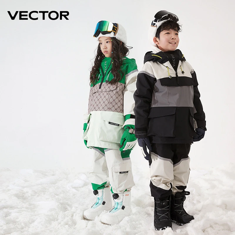 Girls Boys Ski Suit Children Windproof Waterproof Reflective Hooded Ski Jacket and Pants Winter Snowsuit 2 Pcs Set