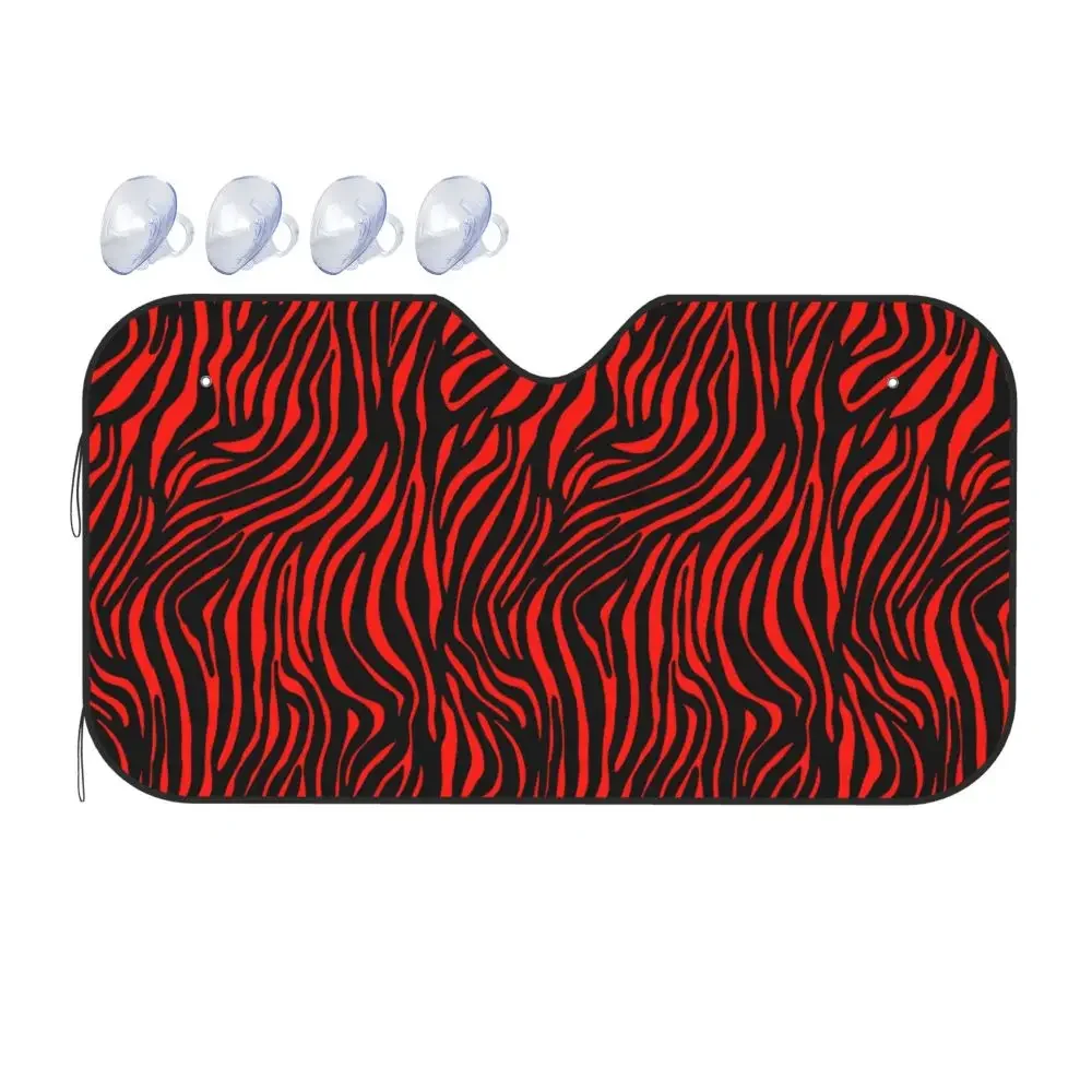 Red Zebra Stripe Car Windshield Sunshade Reflective Sunshade Ultraviolet and Heat-resistant Sunshade Car