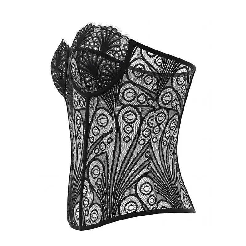 Strapless Off Shoulder Lace Corset Top Body Shaping Slim Fit Short Length Streetwear Wearable Outerwear Spring Summer Autumn