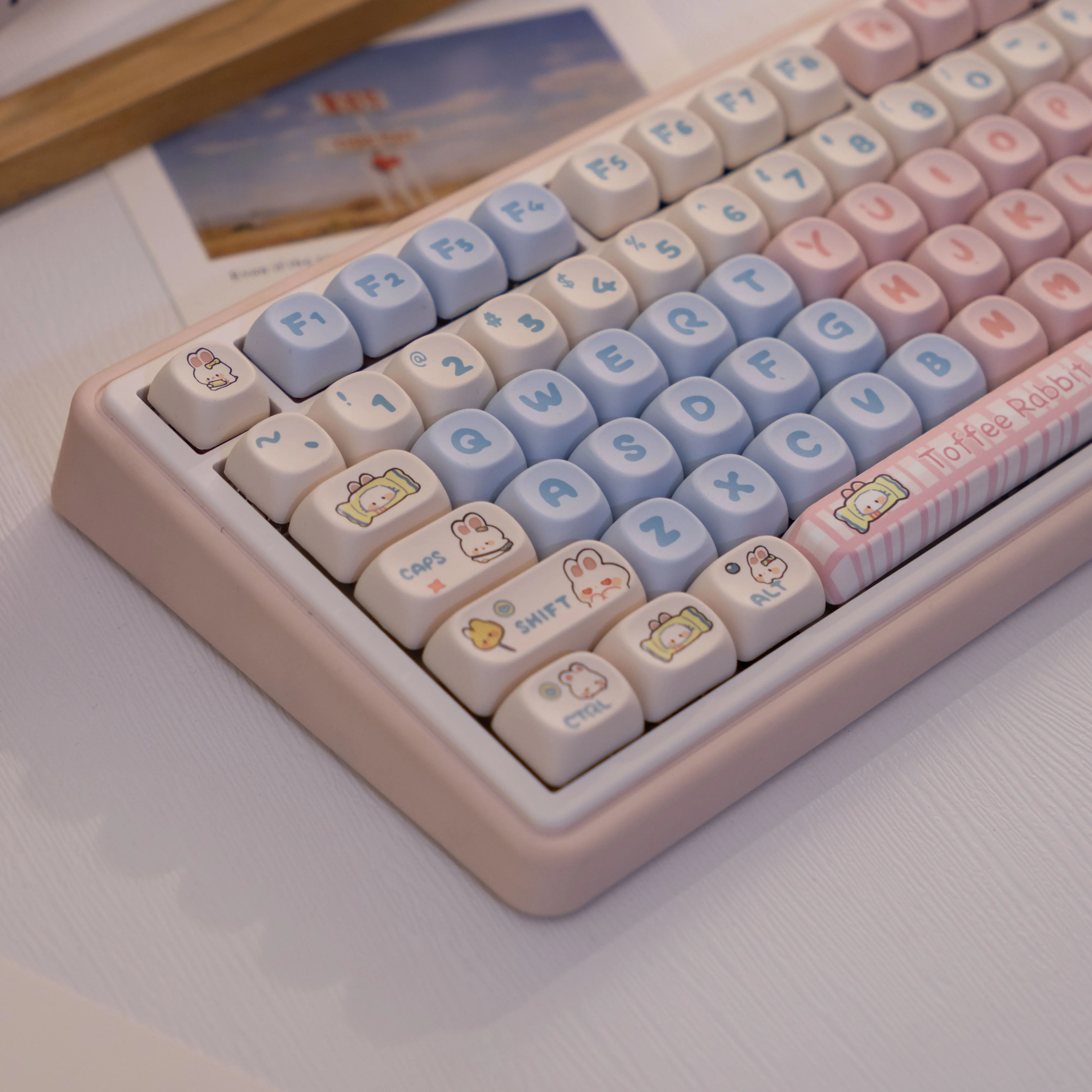 

139-клавишные PBT-клавиши с тематикой кроликов, сублимационная печать, профиль MOA, совместимы с клавиатурами MX, подходят для клавиатур 61/64/68/87/96/104.