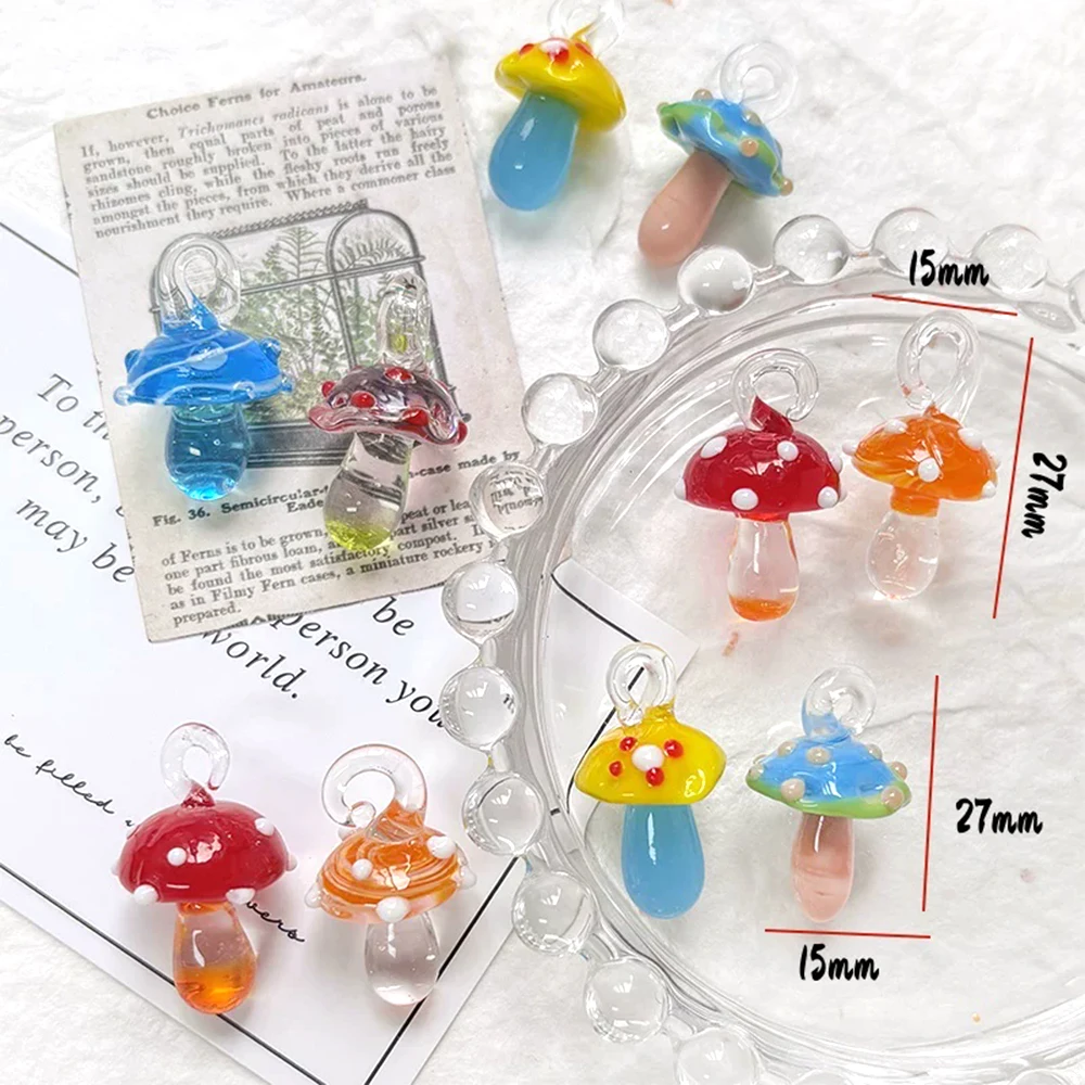 3 Pieces Potted Mushroom Glass Pendant DIY Makes Fashionable Jewelry Necklace, Bracelet, Clothing Accessories and Materials