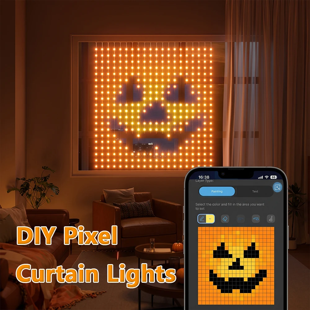 Smart Smart Curtain Lights USB Powered APP Remote Control Color Changing LED Fairy Lights DIY Pattern Timer for Halloween Party Decor - Aliexpress Deal