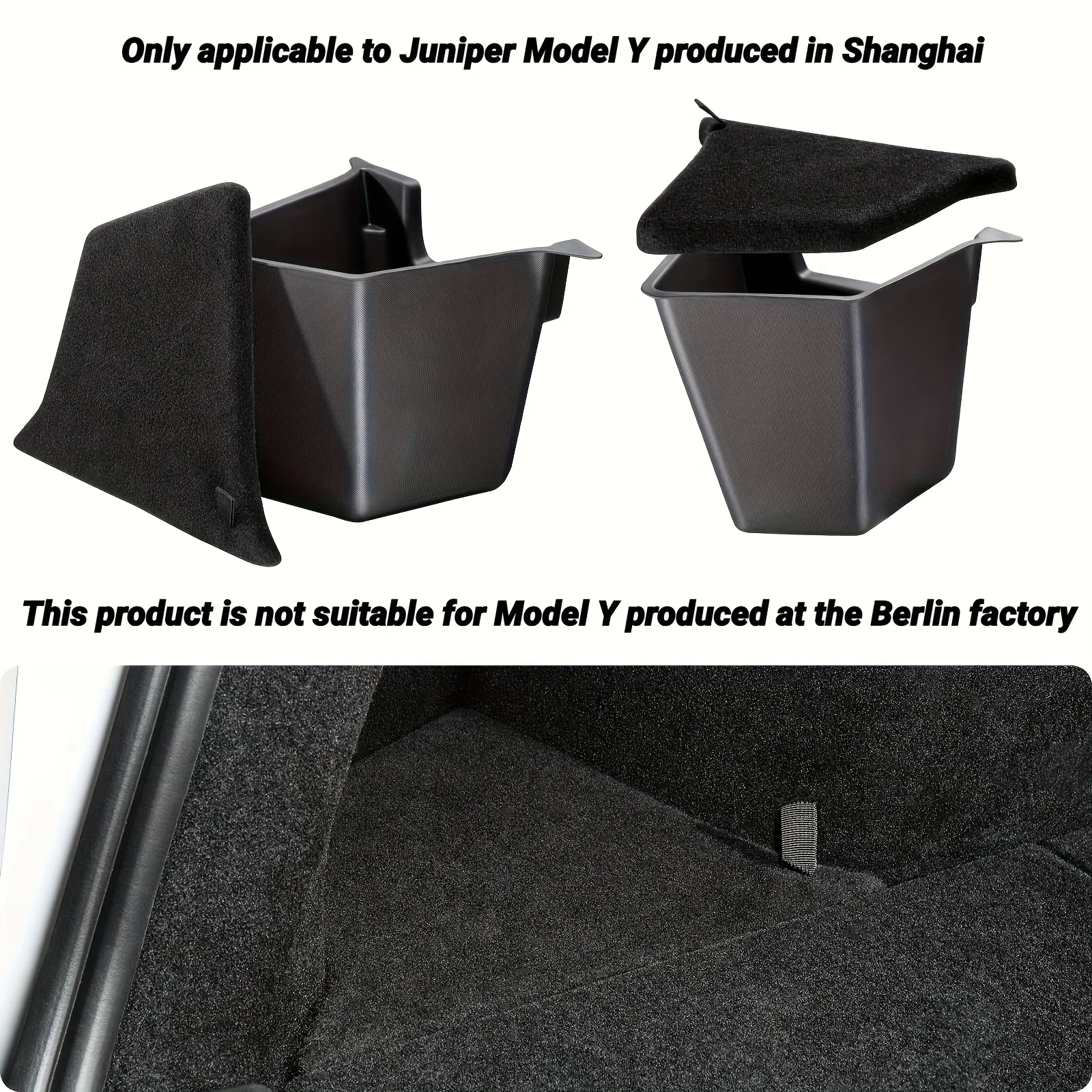 

For Tesla Model Y Juniper 2025 trunk storage box trunk organizer with carpet cover rear trunk side storage box