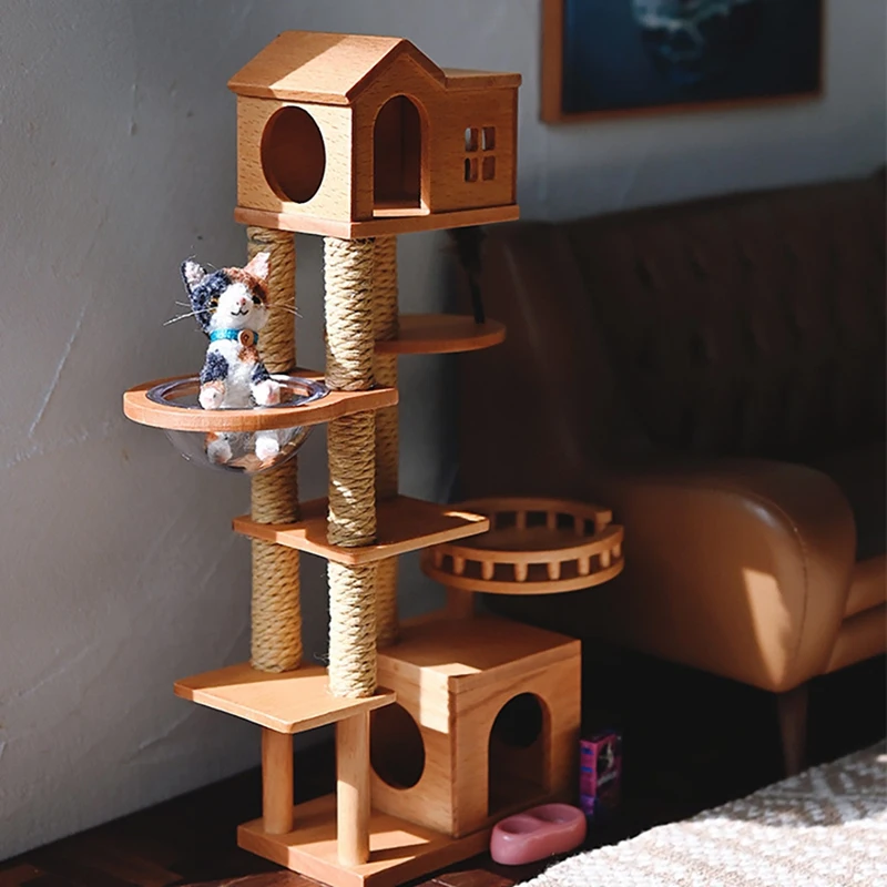 Dollhouse Furniture For 1/6 Bjd Doll House Accessories Wooden Cat Climbing Frame Miniature Ornaments