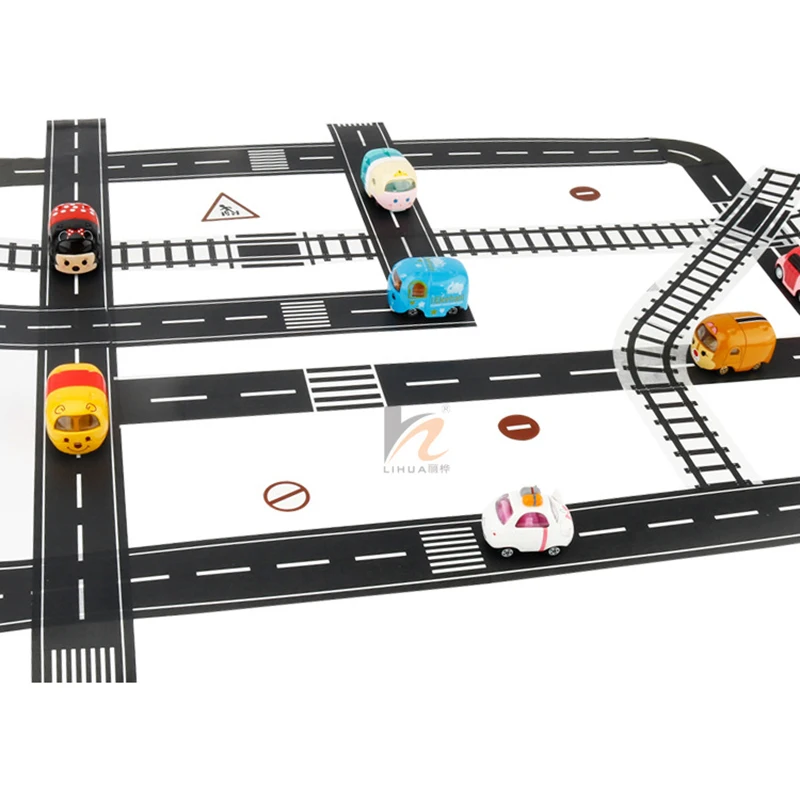 Play Road Tape für Spielzeugautos und Züge, 3 Rollen, 4,8 cm x 5 m, Straight Curve Track-Verkehrsschilder – Kindergeschenke