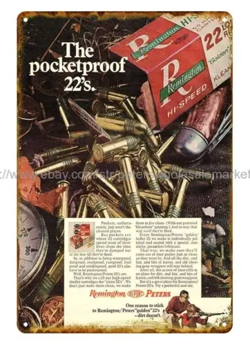 1970 Remington Hunting Ammo Hi Speed 22s metal tin sign garage wall design