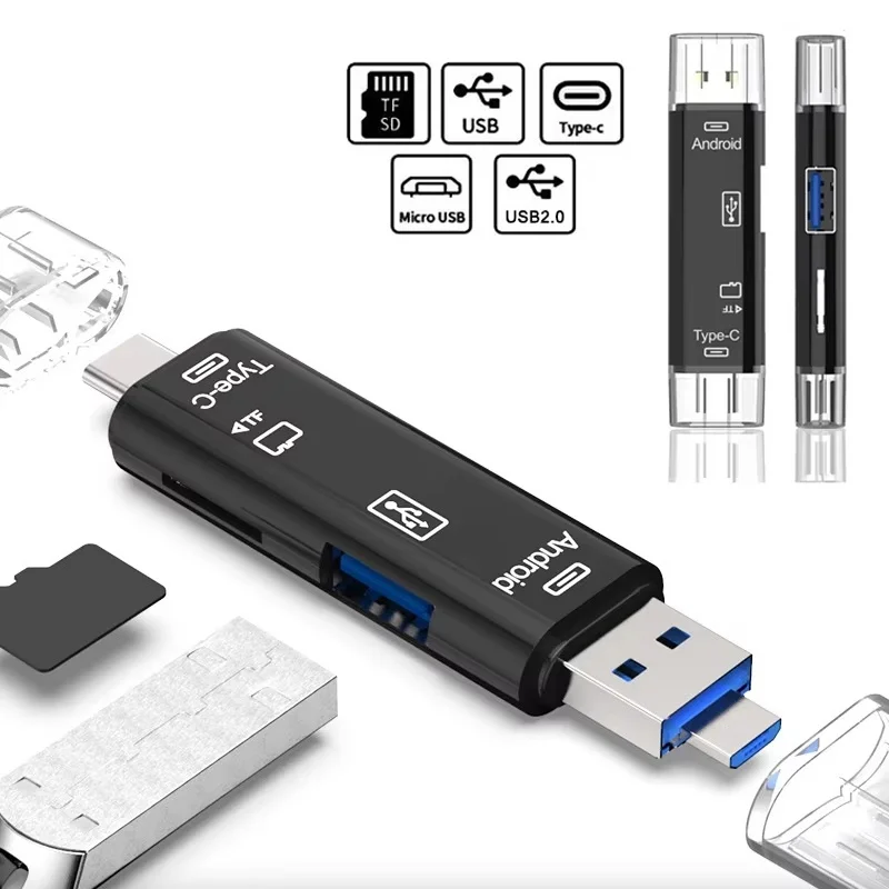 5 In 1 Type C Adapter Multifunction Usb Micro TF SD Memory Card Reader OTG For Mobile Phone Desktop Computer Laptop OTG Adapter