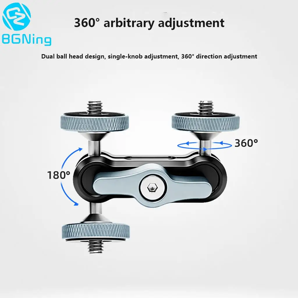 Mini Magic Arm Dual 1/4" Screw 360° Ball Head Adjustable Articulating Arm for Camera Cage Gimbal Tripod Monitor Microphone