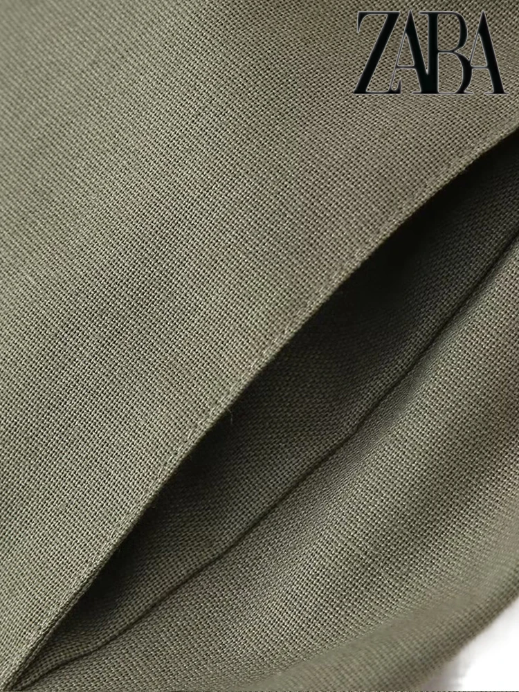 TRAF Donna monopetto risvolto manica corta cravatta impreziosita camicia strada pendolari pantaloni eleganti tinta unita abito casual carta verde