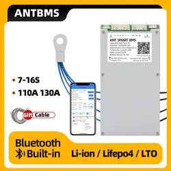 ant bms 7S 8S 10S 12S 13S 14S 16S smart bms 110A 130A 325A Li-Ion LiFePo4 LTO 18650 Battery Ebike 24V 36V 48V 60V BT Built-in