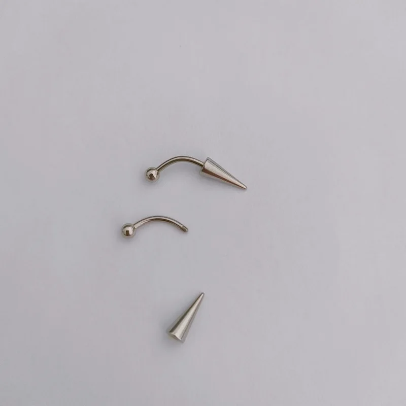 2PCS 316L Stainless Steel Eyebrow Piercing Spike Ring Curved Eyebrow Jewelry Punk Piercing Hypoallergenic Earring