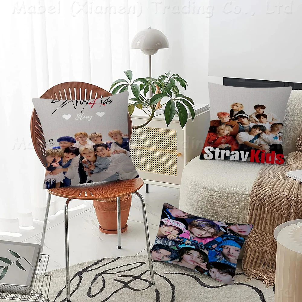 Kpop S-Stray Kids Pillow Cover Sofa Cushion Cover Home Room Decoration Children Gift