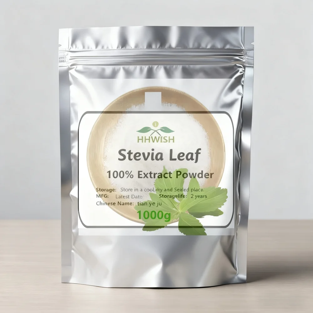 Venta caliente mundial de fábrica bolsa de papel de aluminio sellada personalizada embalaje 99% glicosides de stevia precio más bajo, entrega rápida