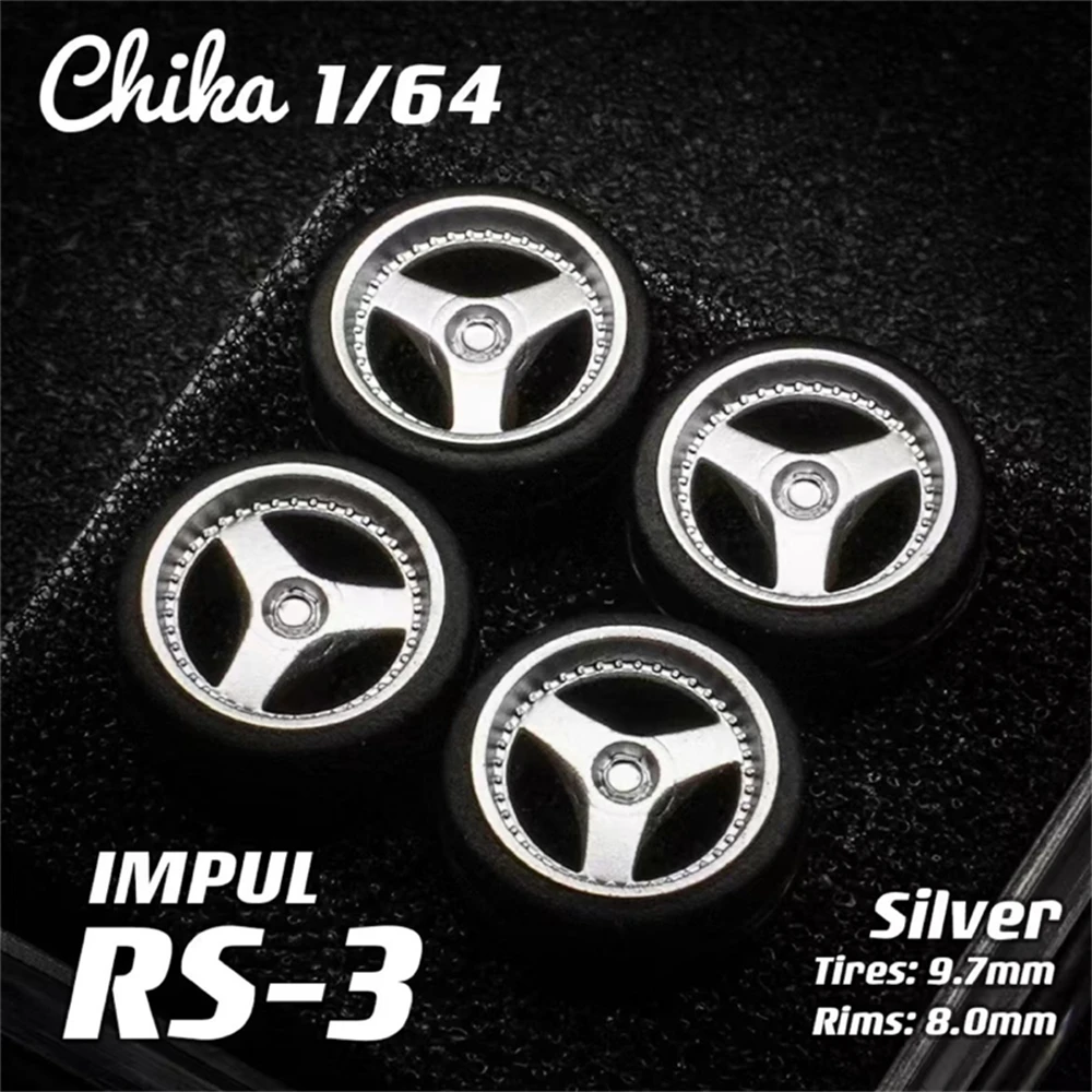 1/64 Nabes Chika Model Car Wheels with Rubber Tires Luxurious Modified Parts JDM VIP for Hotwheels Tomica MiniGT D:10.5mm/9.7mm