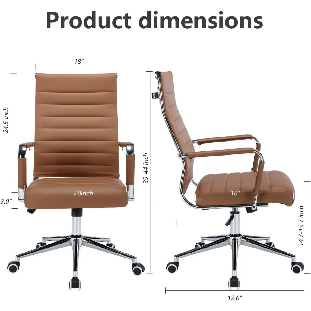 Sedia da ufficio in pelle, sedie per sala conferenze con ruote, computer esecutivo moderno con schienale alto, ergonomico, girevole, a costine
